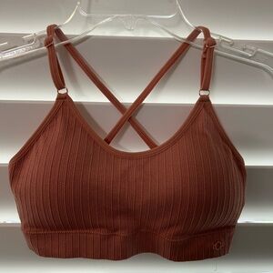 Women's Ribbed Cross-Back Bralette - Dusty Rose